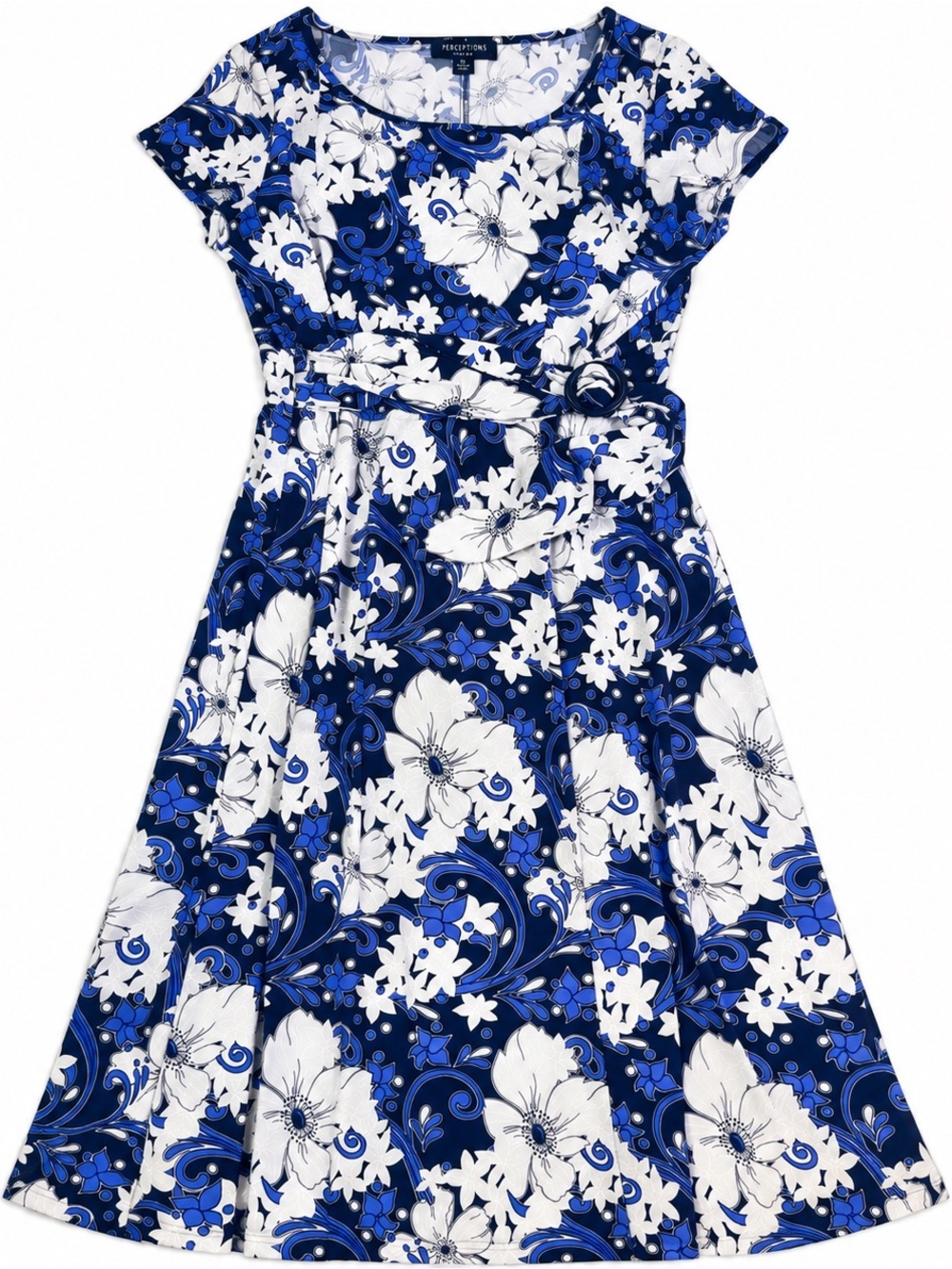 Perceptions New York Blue Floral Midi Dress XL